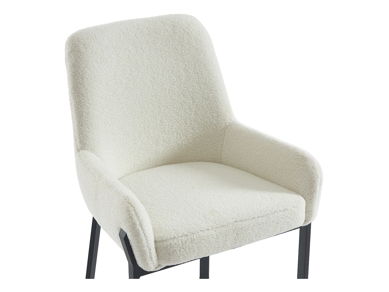 Lot de 6 chaises avec accoudoirs en tissu bouclette et métal - Blanc - CAROLONA de Pascal MORABITO