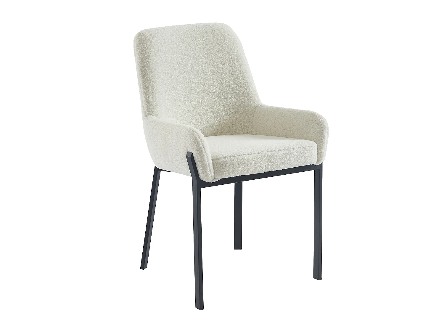 Lot de 6 chaises avec accoudoirs en tissu bouclette et métal - Blanc - CAROLONA de Pascal MORABITO