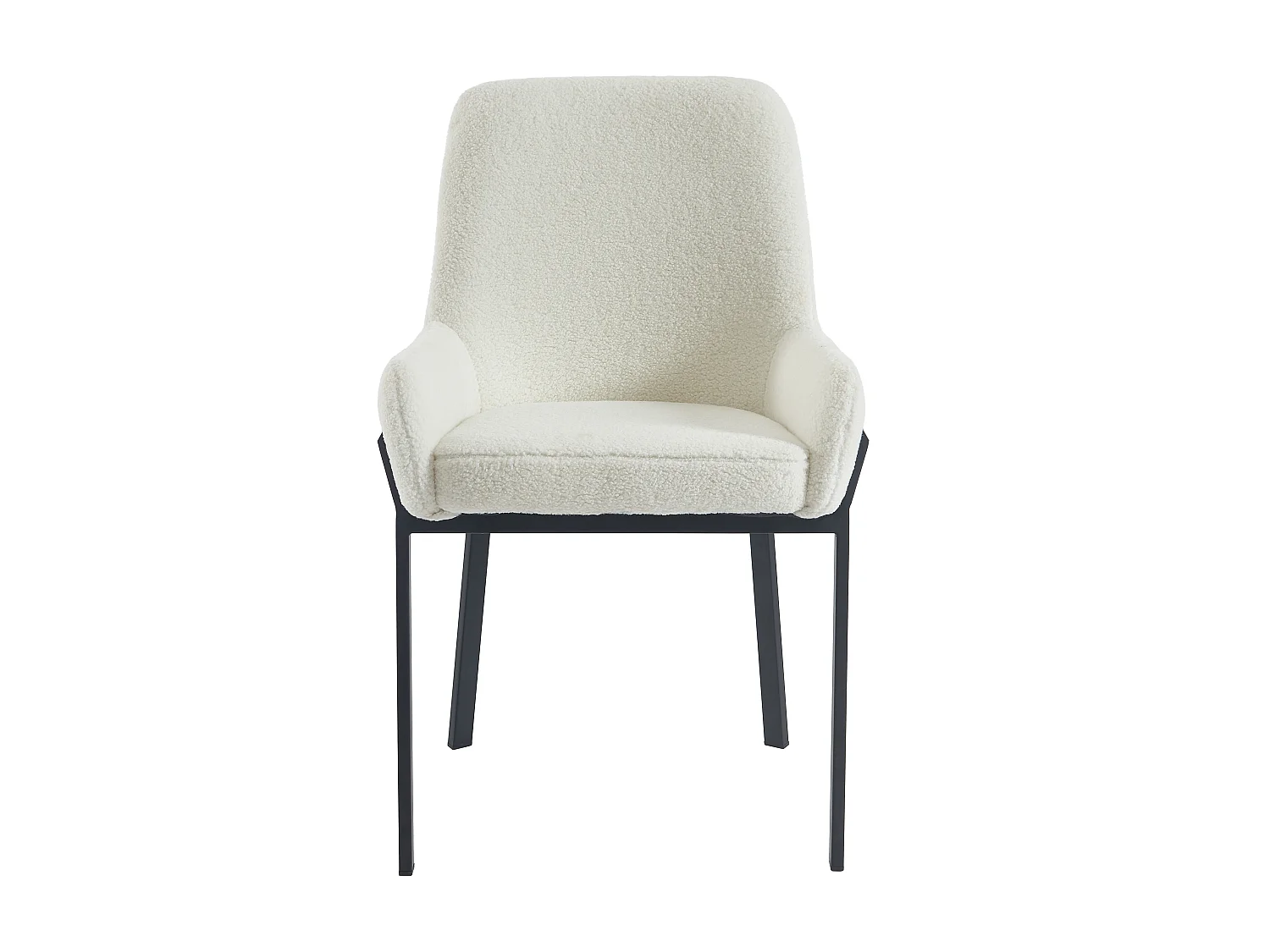 Lot de 6 chaises avec accoudoirs en tissu bouclette et métal - Blanc - CAROLONA de Pascal MORABITO