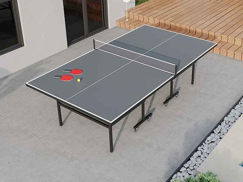 Table de ping-pong pliable à roulettes pour extérieur avec accessoires - L274 x P152.5 x H76 cm - JORDIE