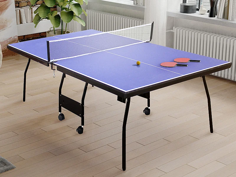 Tavolo da ping pong pieghevole a rotelle, per interno con accessori L274 x P152,5 x H76 cm - GARRY