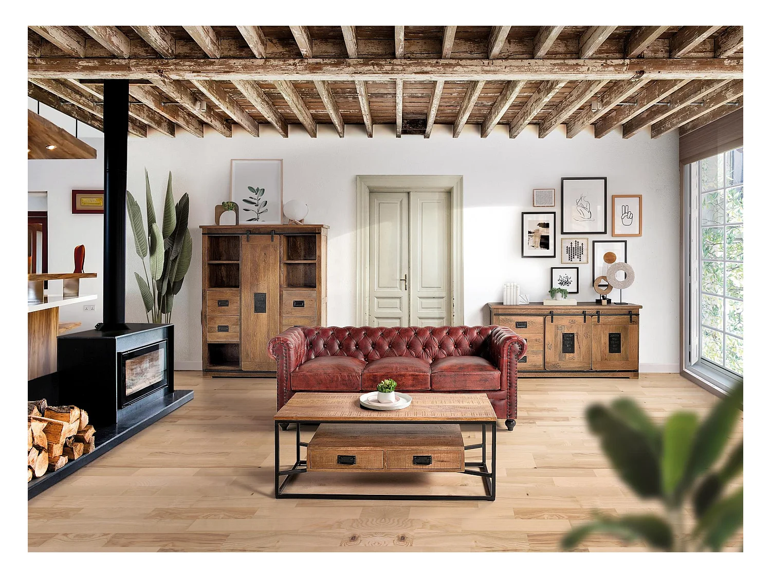 Braunes Chester-Ledersofa 3 sitze