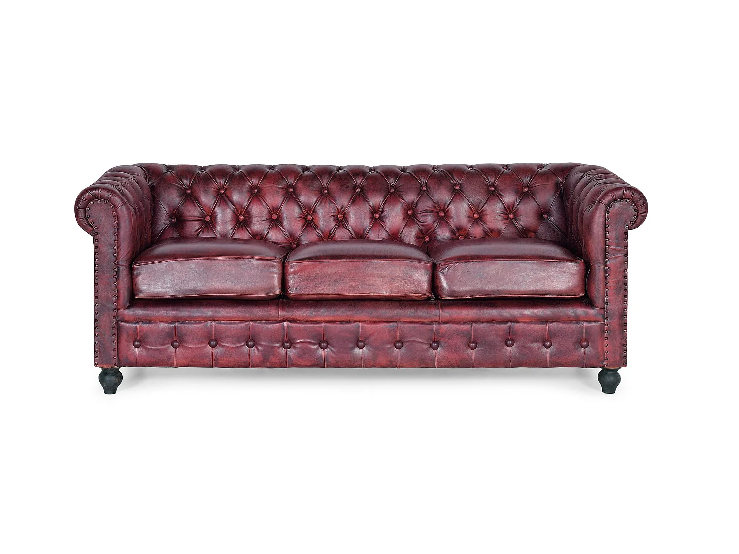 Braunes Chester-Ledersofa 3 Sitzer