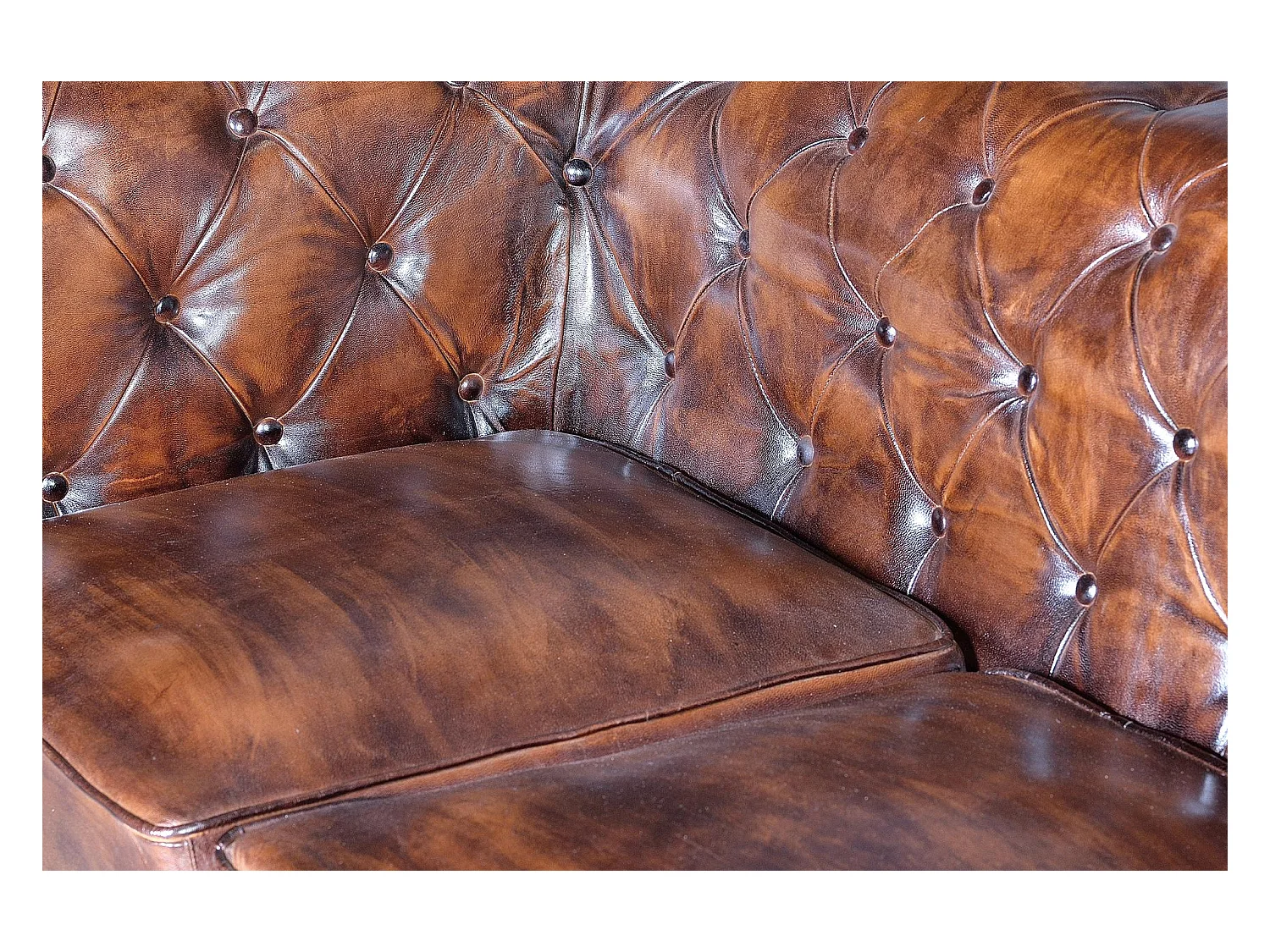 Canapé Chester en cuir marron materasée