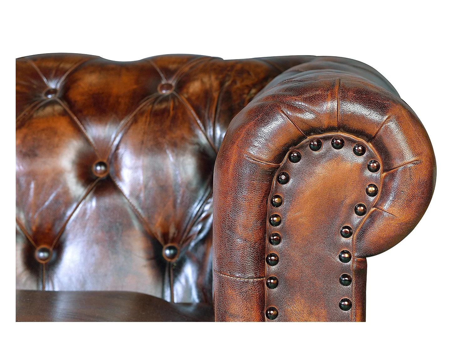 Canapé Chester en cuir marron materasée