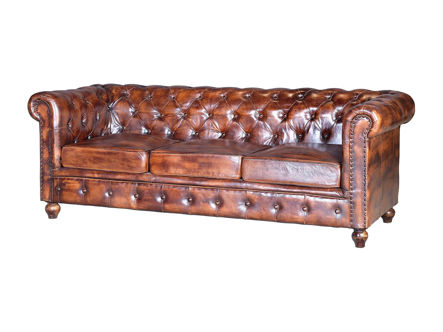 Sofa chester en piel natural