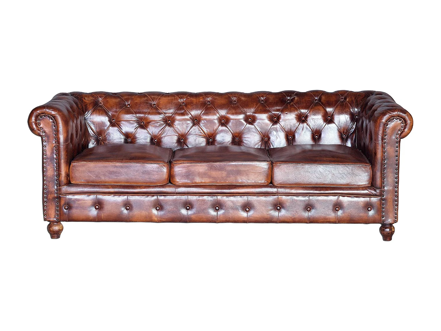Sofa chester en piel natural