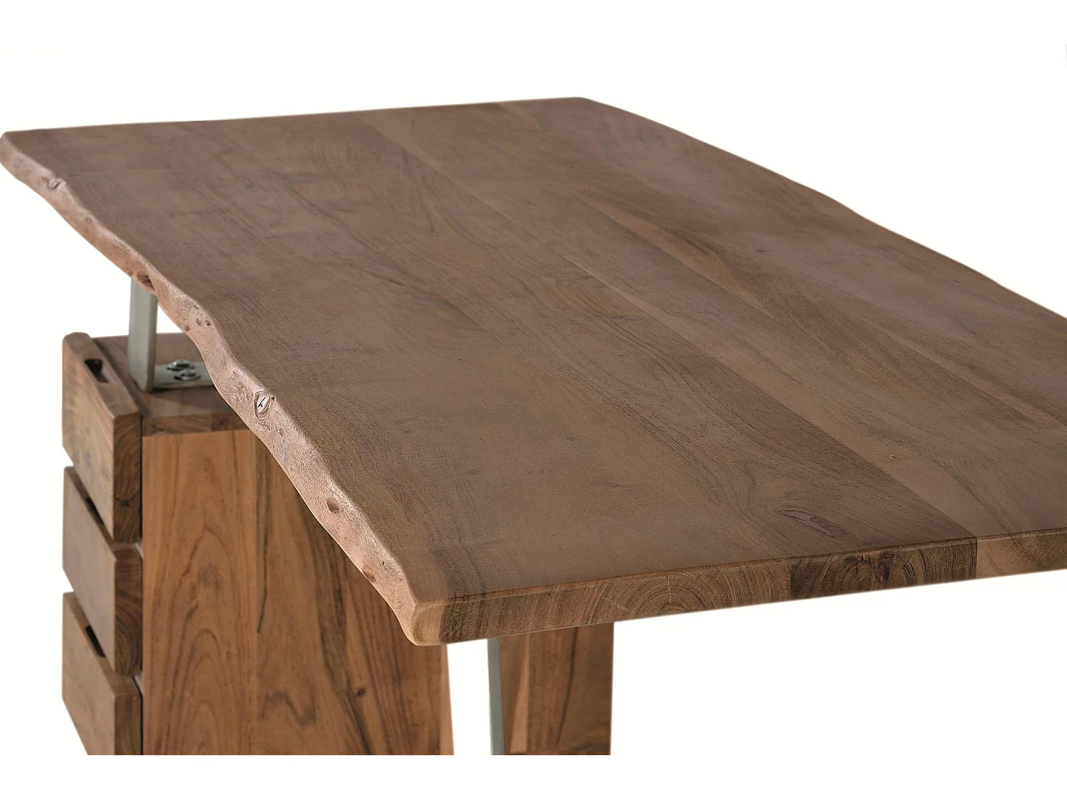 Bureau en bois d'acacia 147 cm, style rustique moderne - 80 x 147 x 63 cm