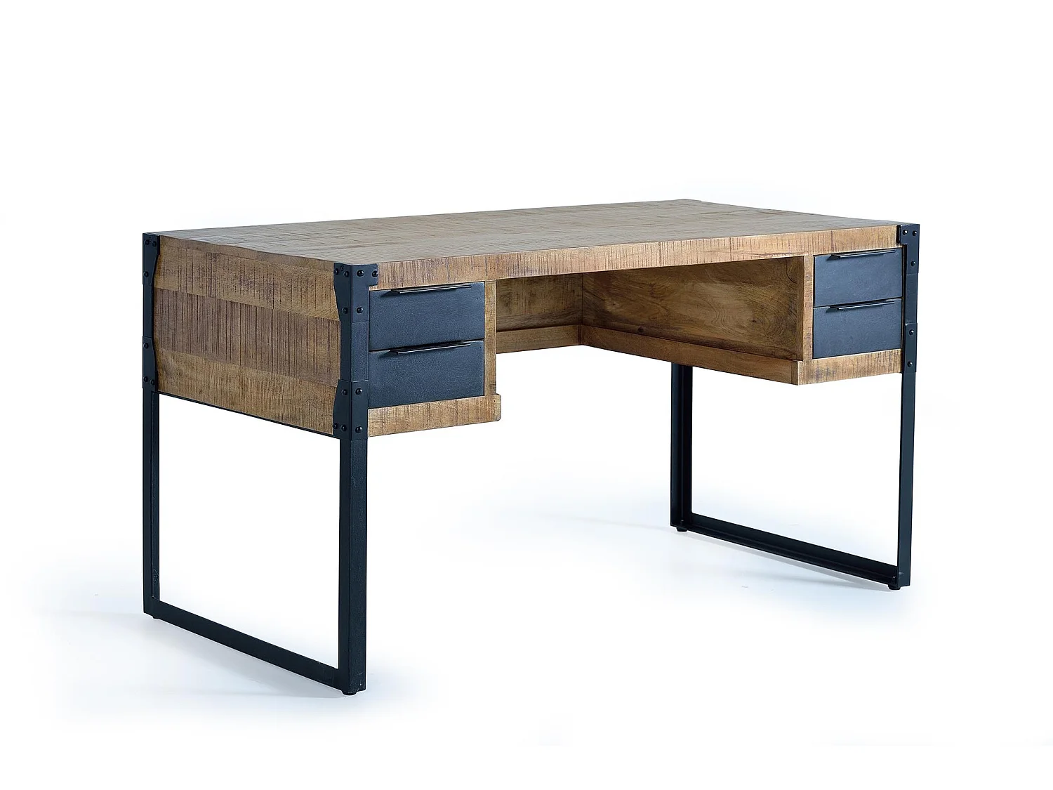Bureau en bois de manguier 135 cm, style industriel moderne - 76 x 135 x 70 cm