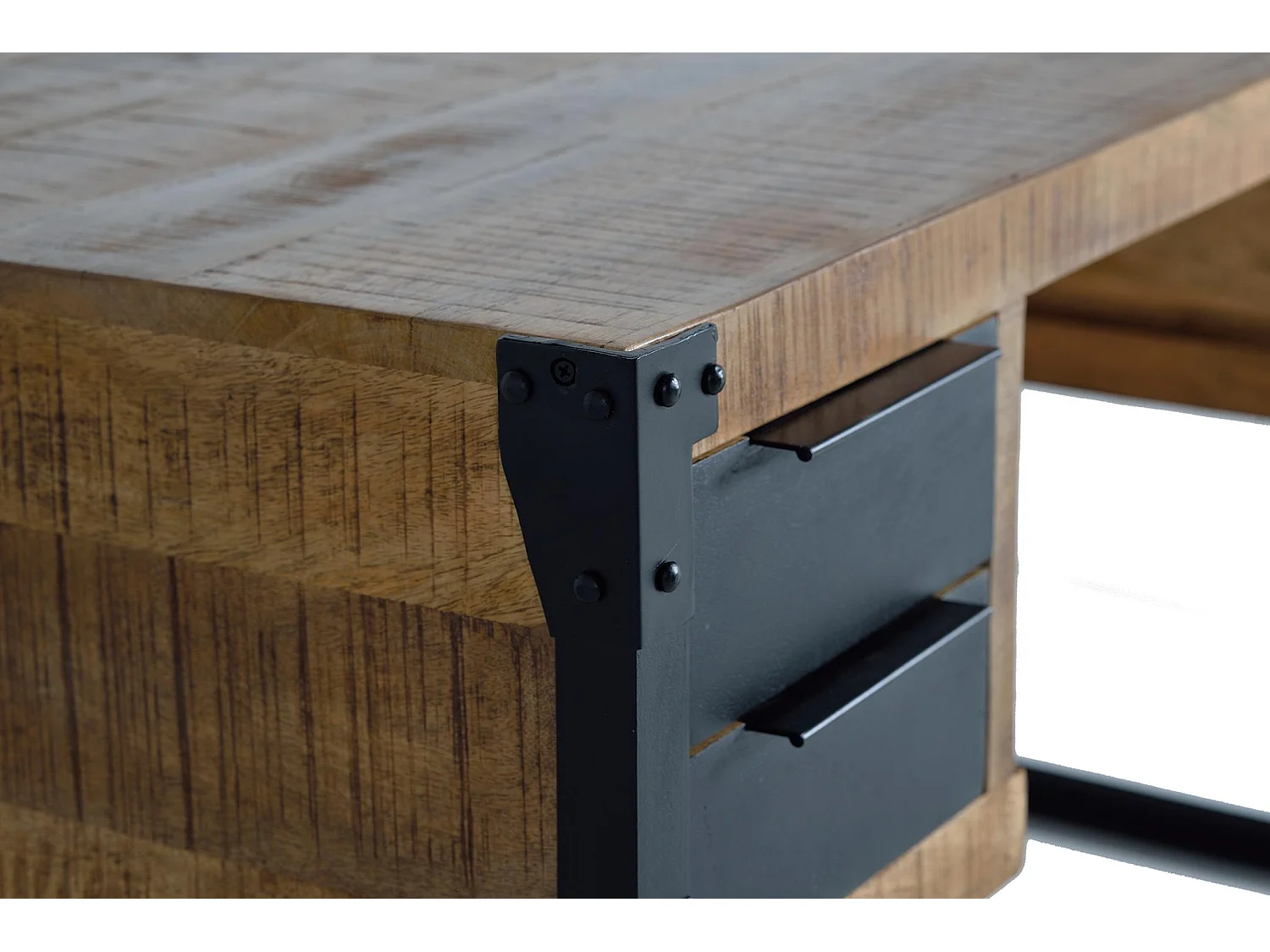 Bureau en bois de manguier 135 cm, style industriel moderne - 76 x 135 x 70 cm
