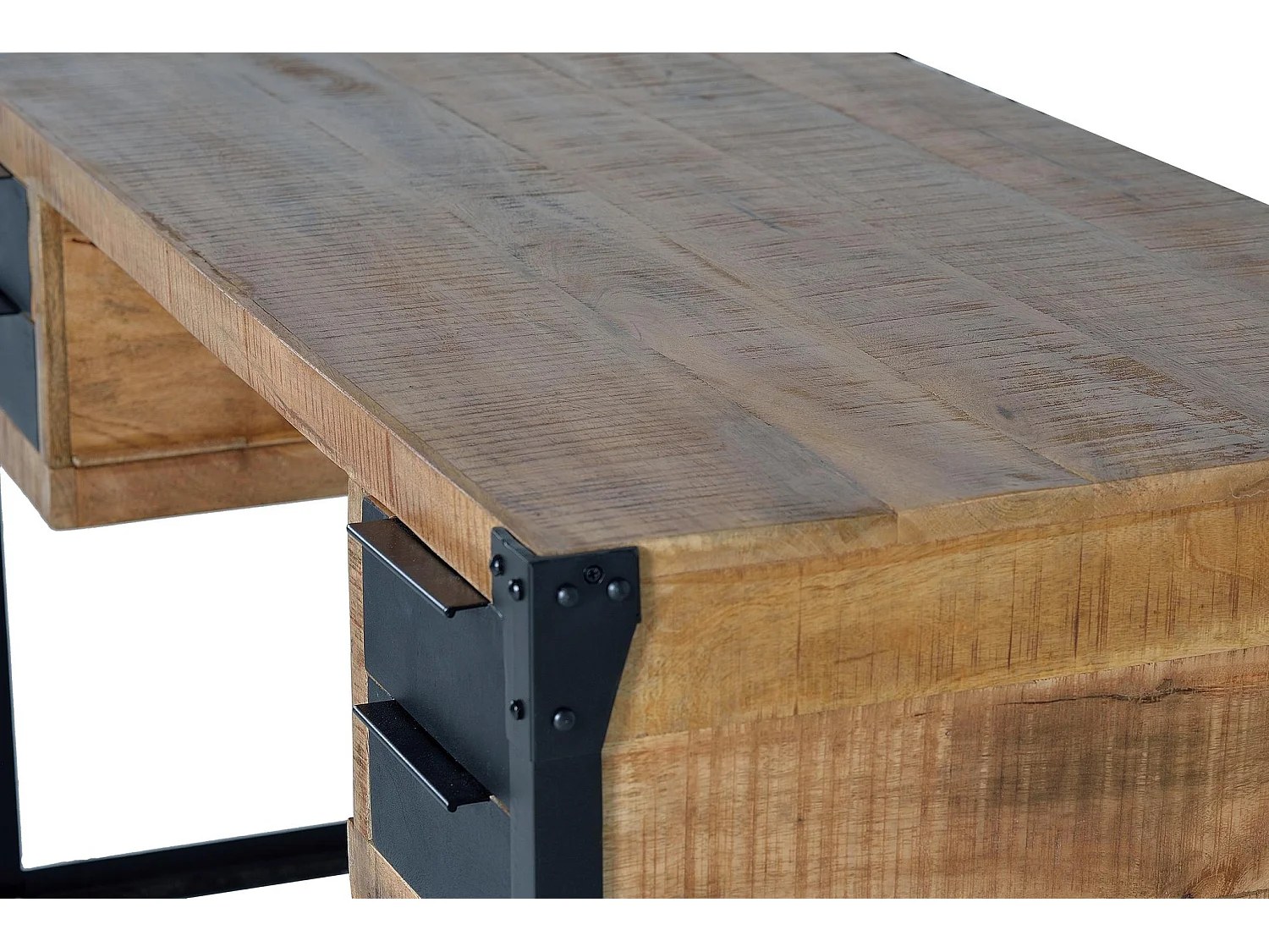 Bureau en bois de manguier 135 cm, style industriel moderne - 76 x 135 x 70 cm