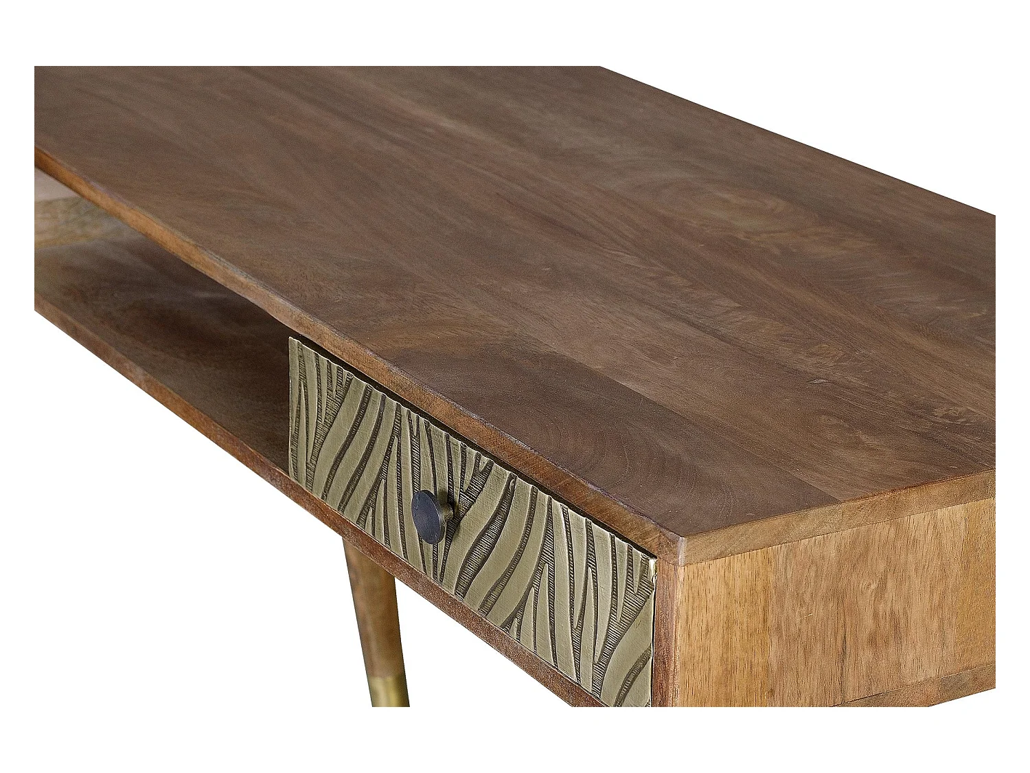 Biurko z drewna mango i elementami z brązu