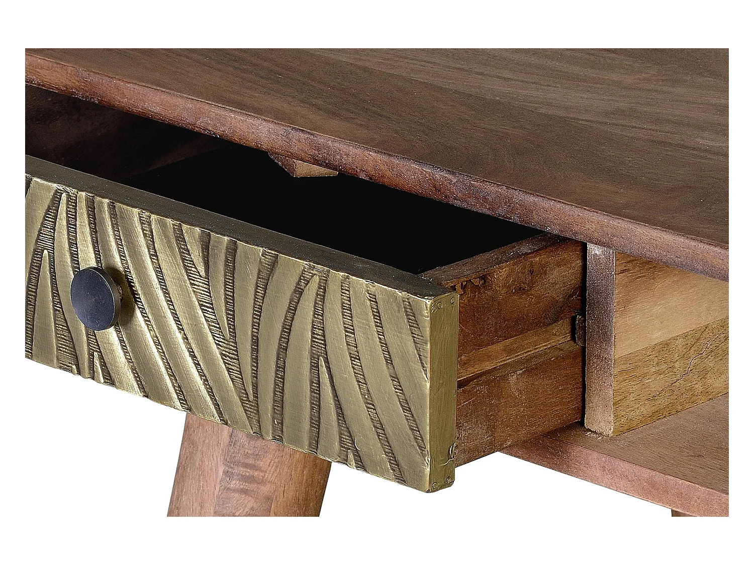 Biurko z drewna mango i elementami z brązu