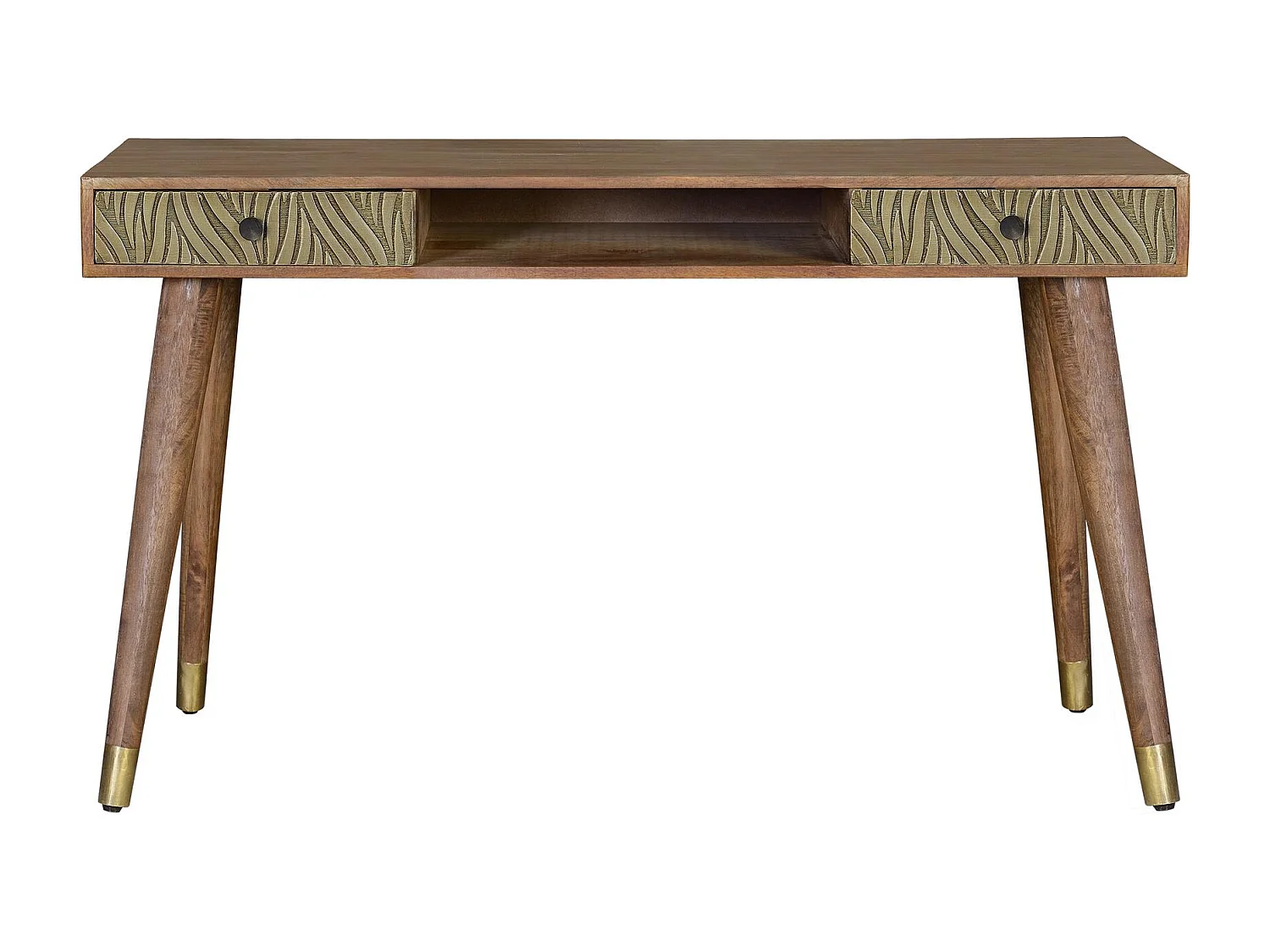 Bureau en bois de manguier avec détails en bronze