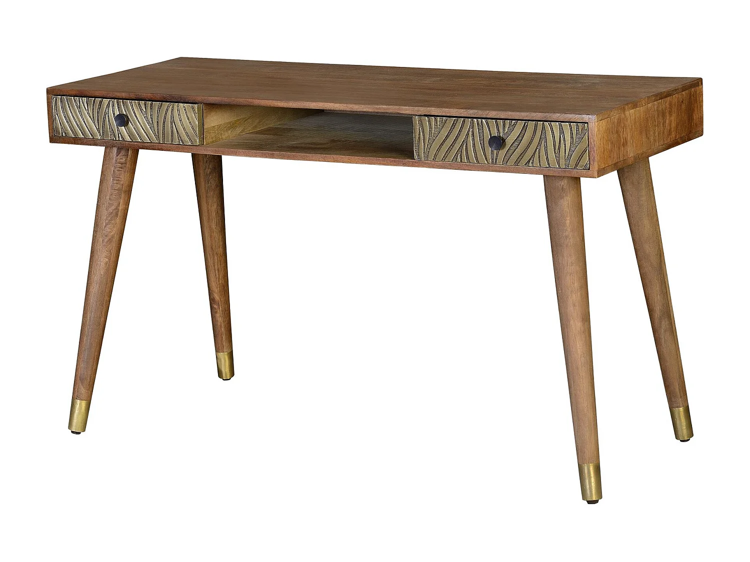 Bureau en bois de manguier z detalami z brązu