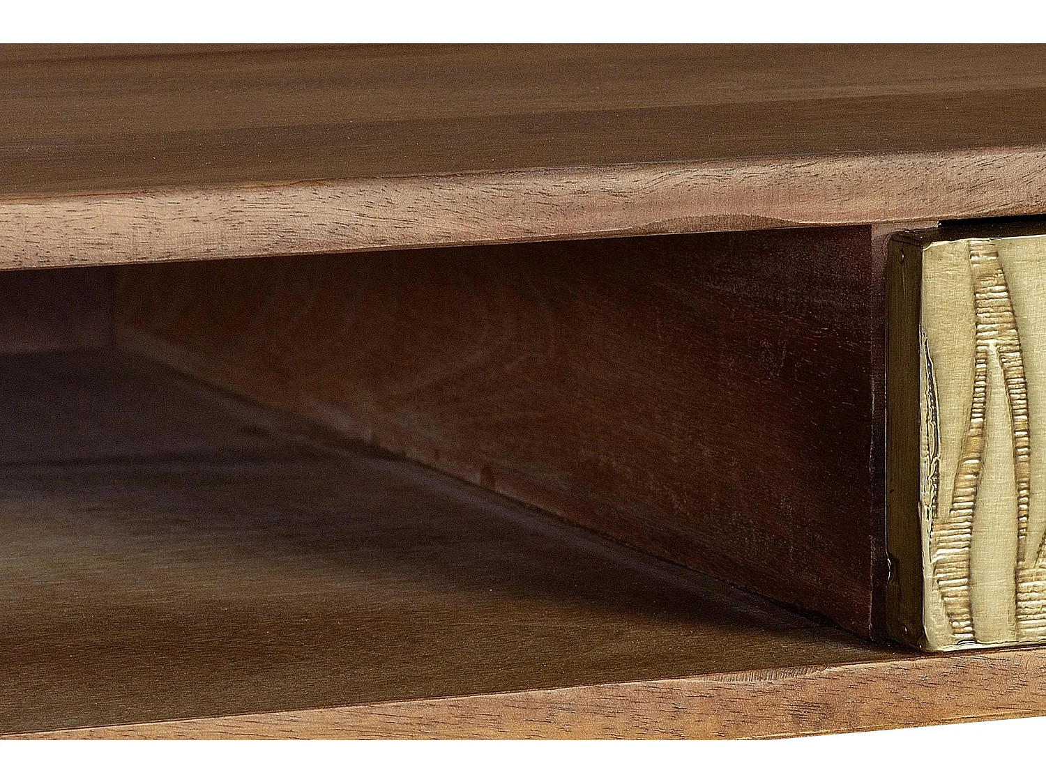 Bureau en bois de manguier z detalami z brązu