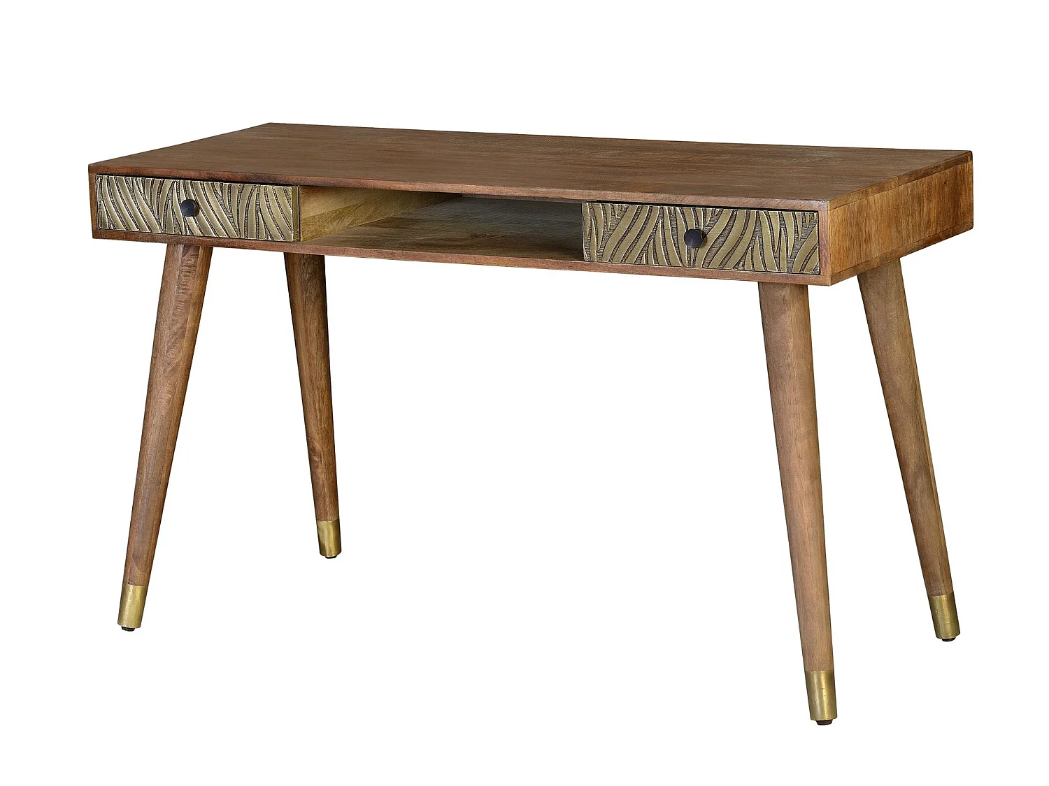 Bureau en bois de manguier 130 cm, style rétro moderne - 76 x 130 x 50 cm