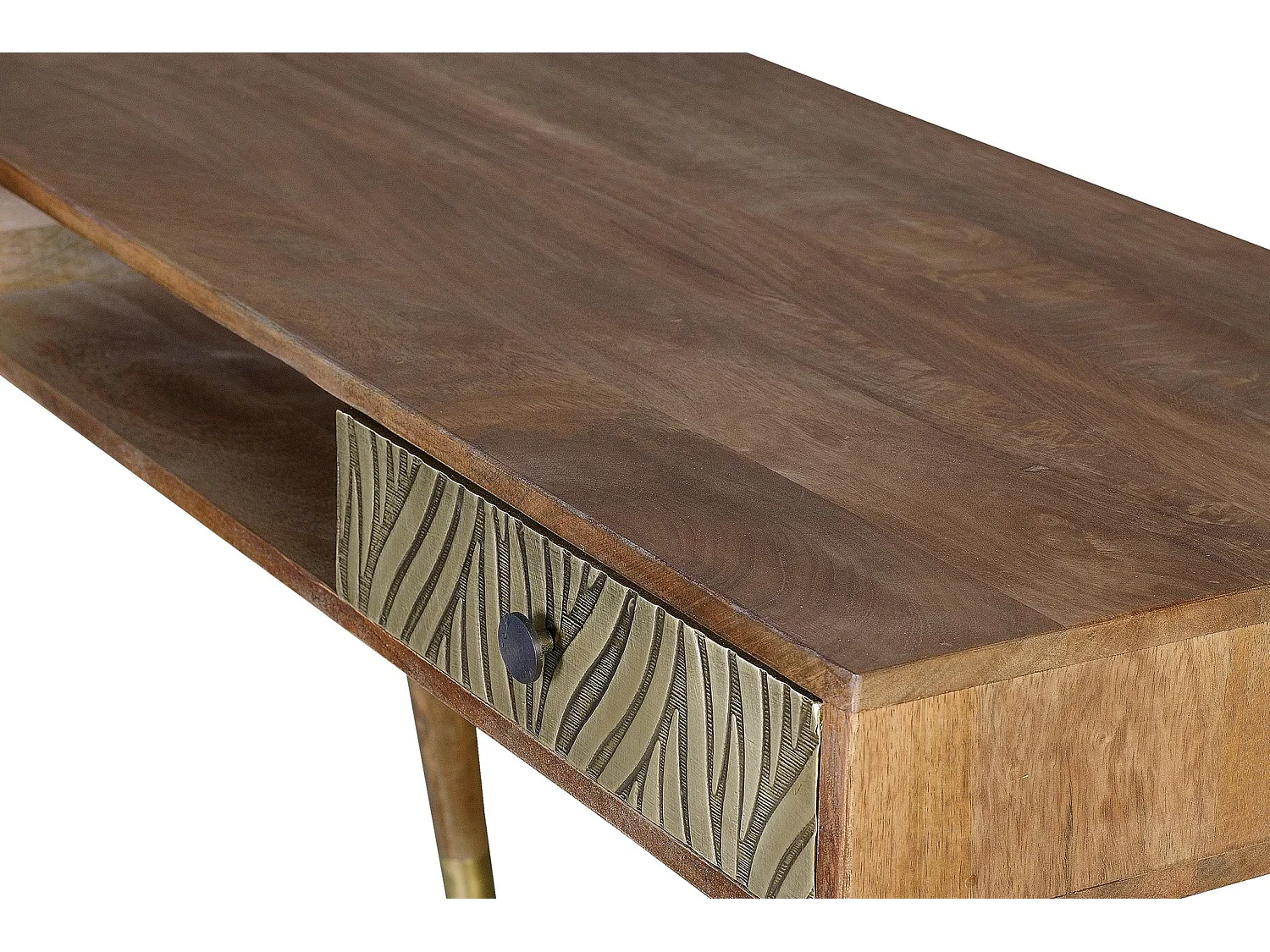 Bureau en bois de manguier 130 cm, style rétro moderne - 76 x 130 x 50 cm