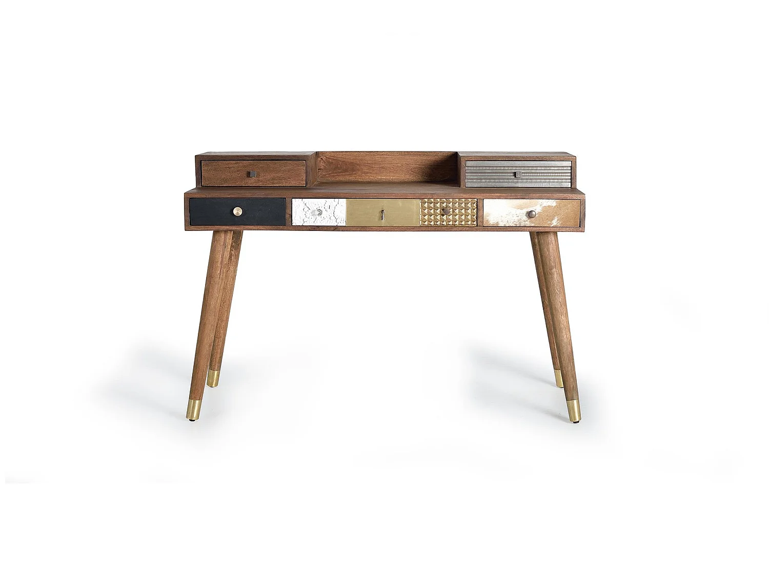 Bureau en bois de manguier 130 cm, style bohème rétro - 88 x 130 x 45