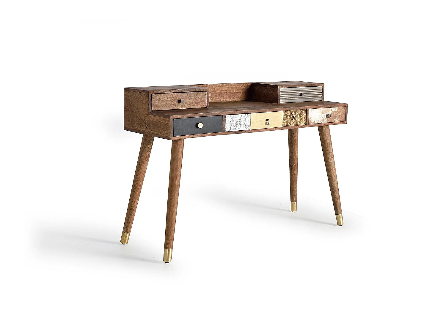 Bureau en bois de manguier 130 cm, style bohème rétro - 88 x 130 x 45