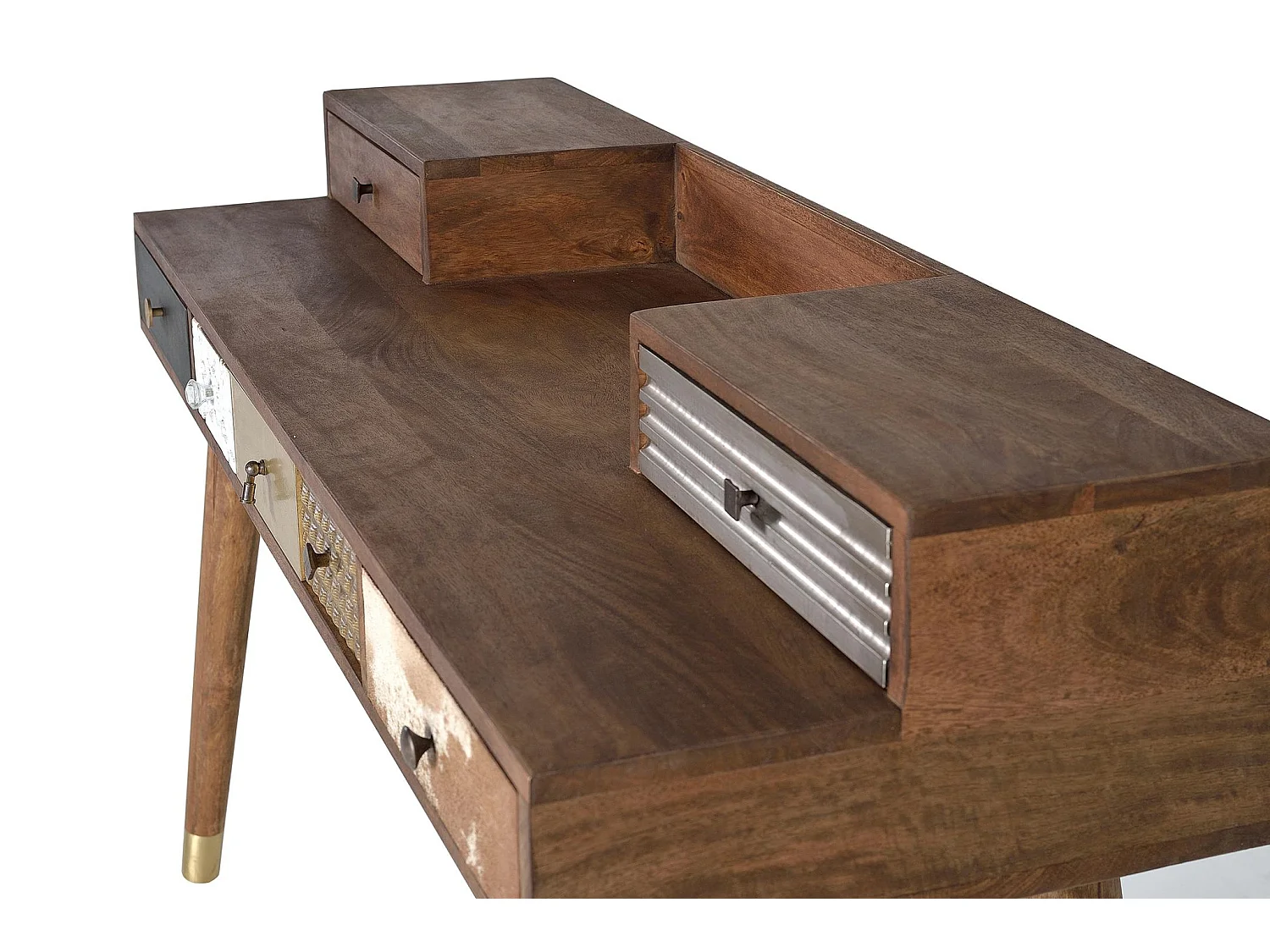 Bureau en bois de manguier 130 cm, style bohème rétro - 88 x 130 x 45