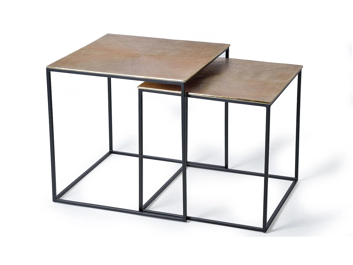 Tables basses en bronze - Grande table : 55 cm, Petite table : 50 cm - Style industriel - 56 x 55 x 55 cm