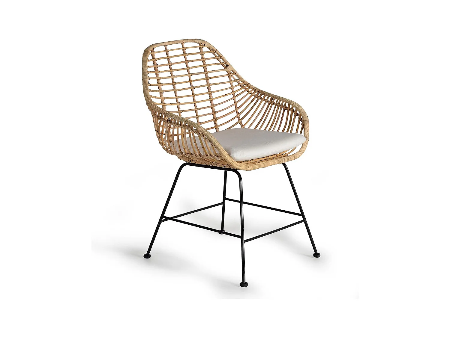 Lot de 2 chaises en rotin et métal