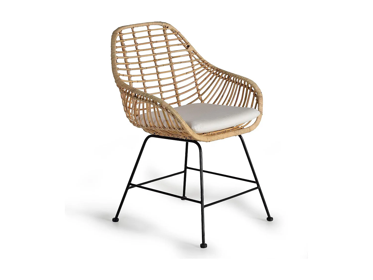 Lot de 2 chaises en rotin et métal