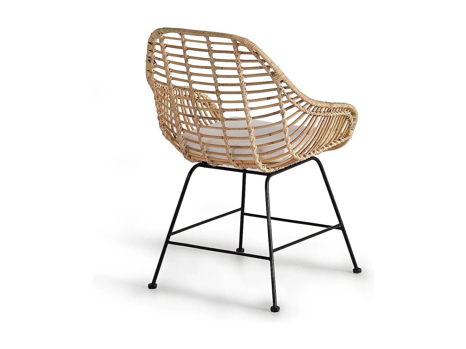 Set di 2 sedie in rattan naturale e metallo cuscino incluso