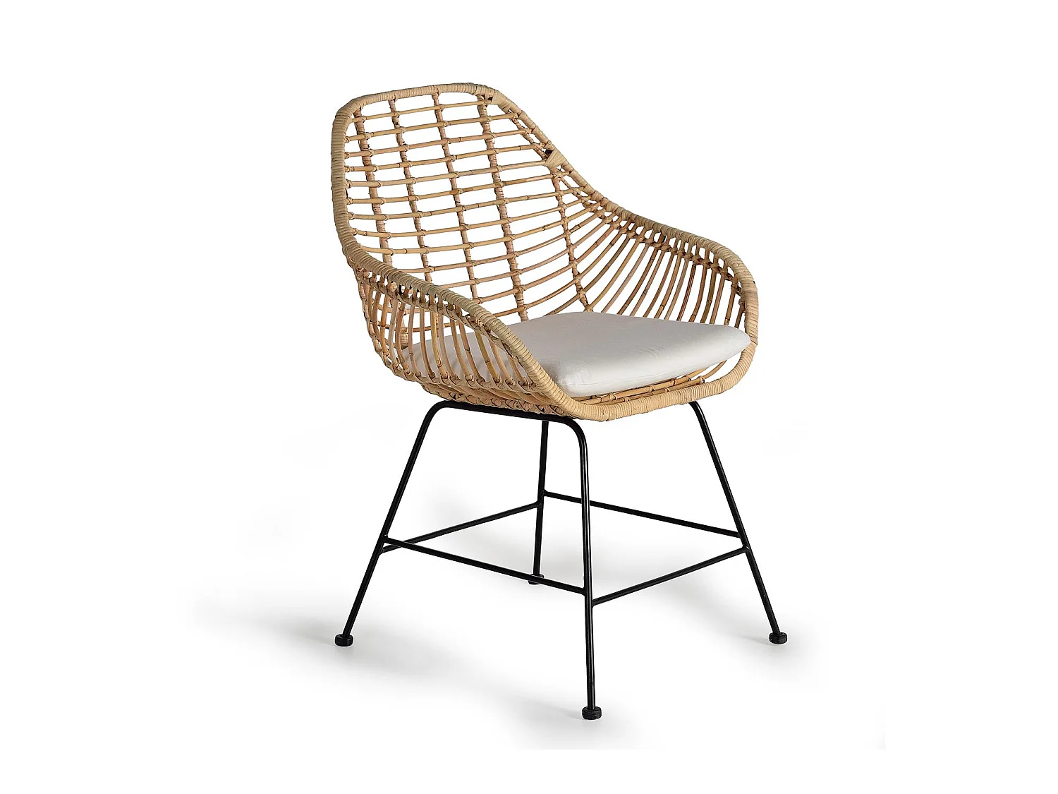 Lot de 2 chaises en rotin et métal