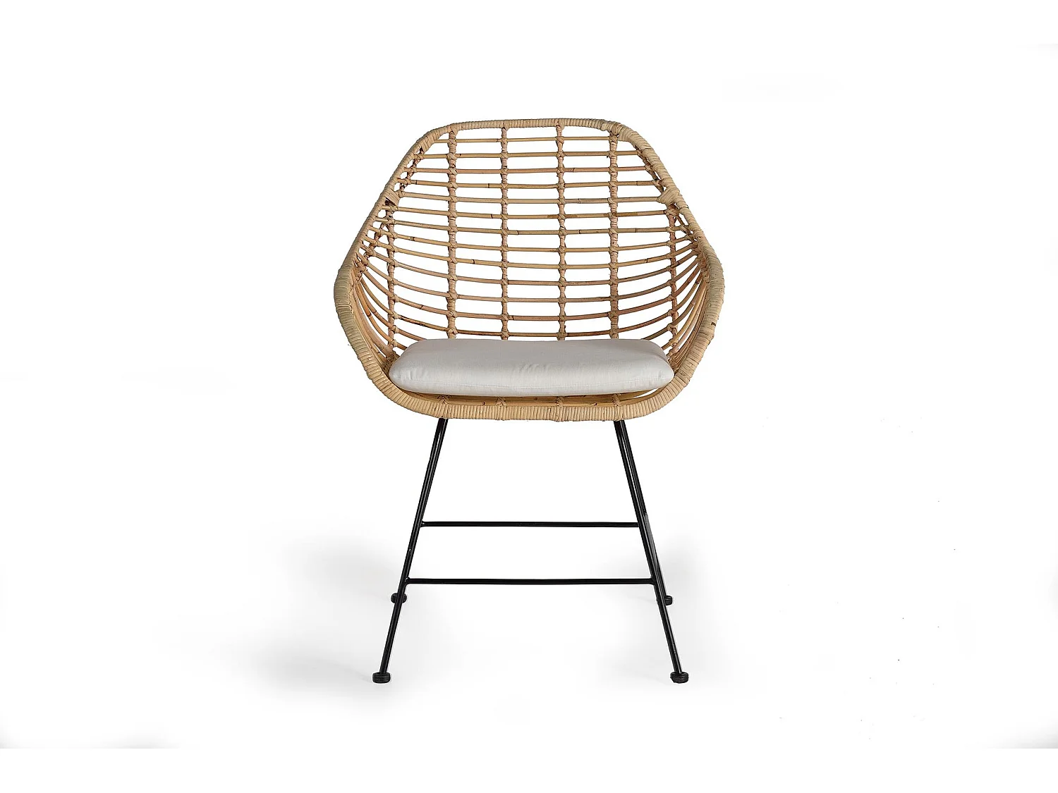 Fauteuil en rotin naturel 66 cm, style méditerranéen - 88 x 66 x 63 cm