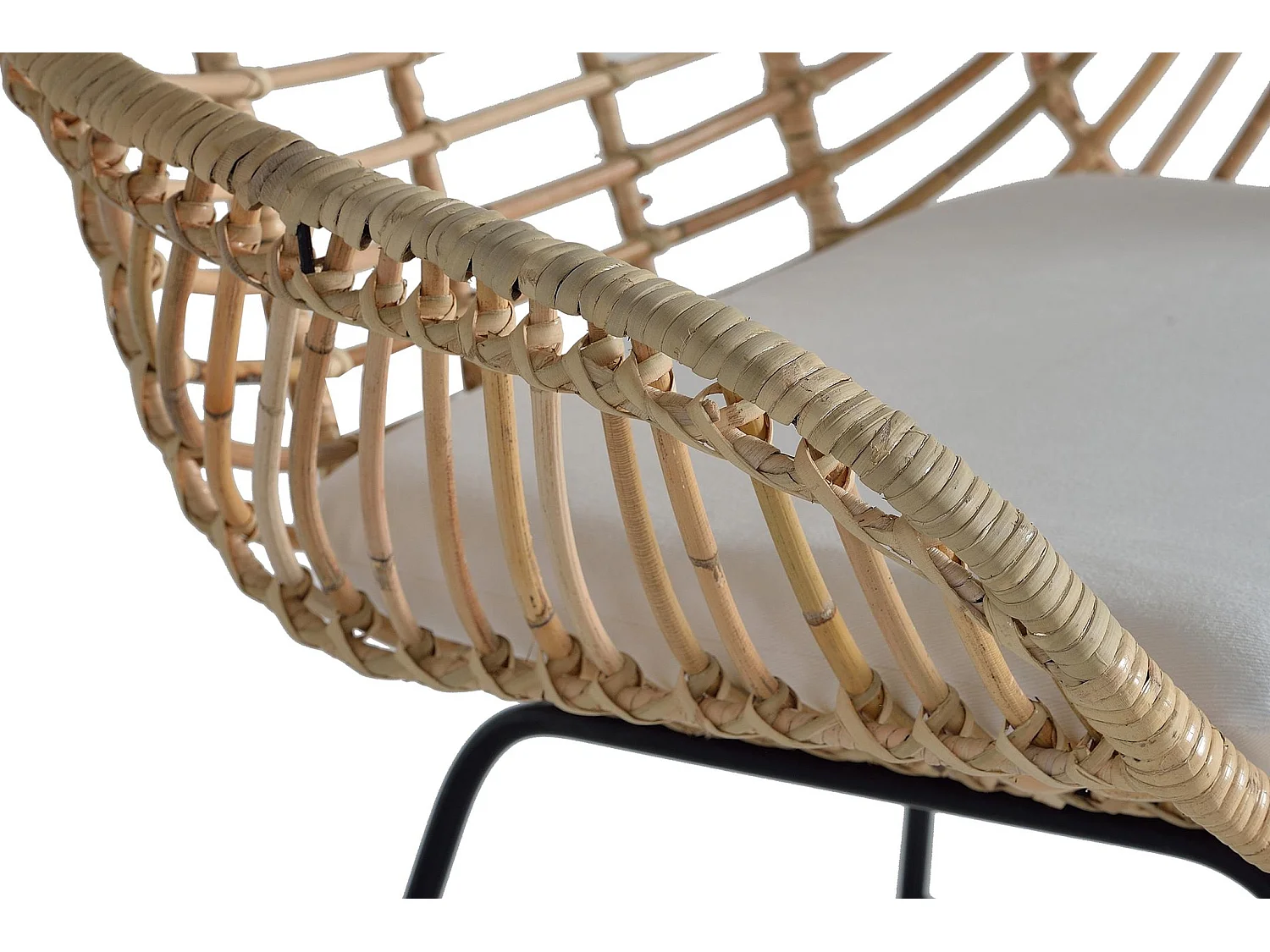 Fauteuil en rotin naturel 66 cm, style méditerranéen - 88 x 66 x 63 cm