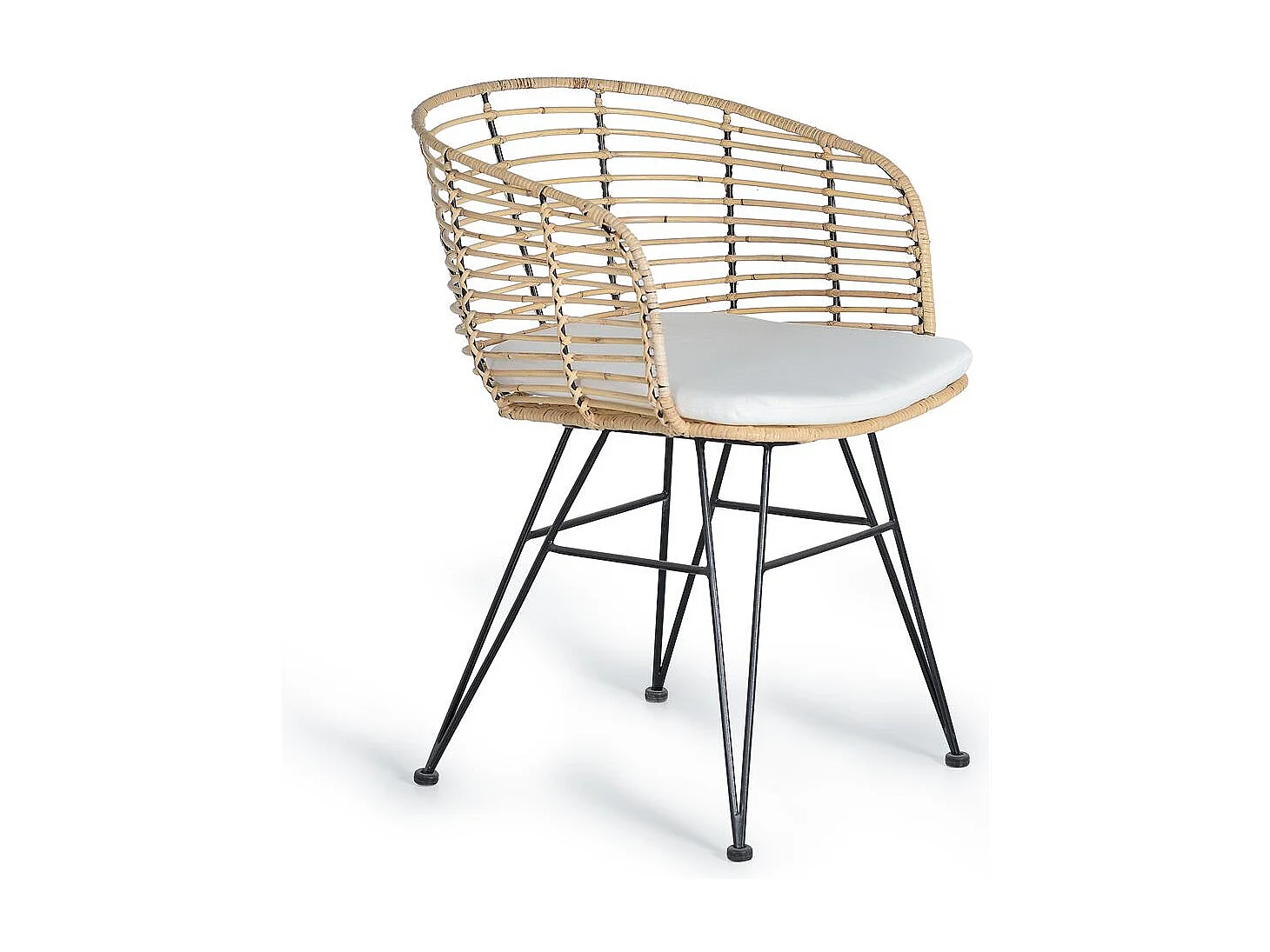 Kavel van 2 chaises in rotin en metaal