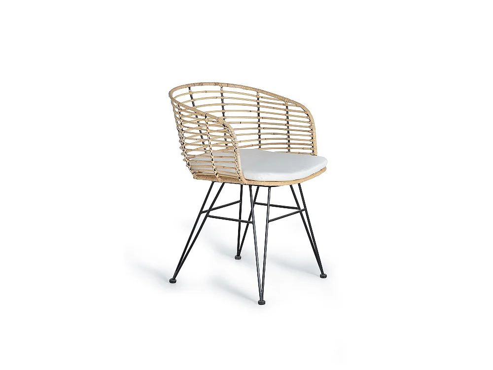 Partia 2 szezlongów z rotin et metal