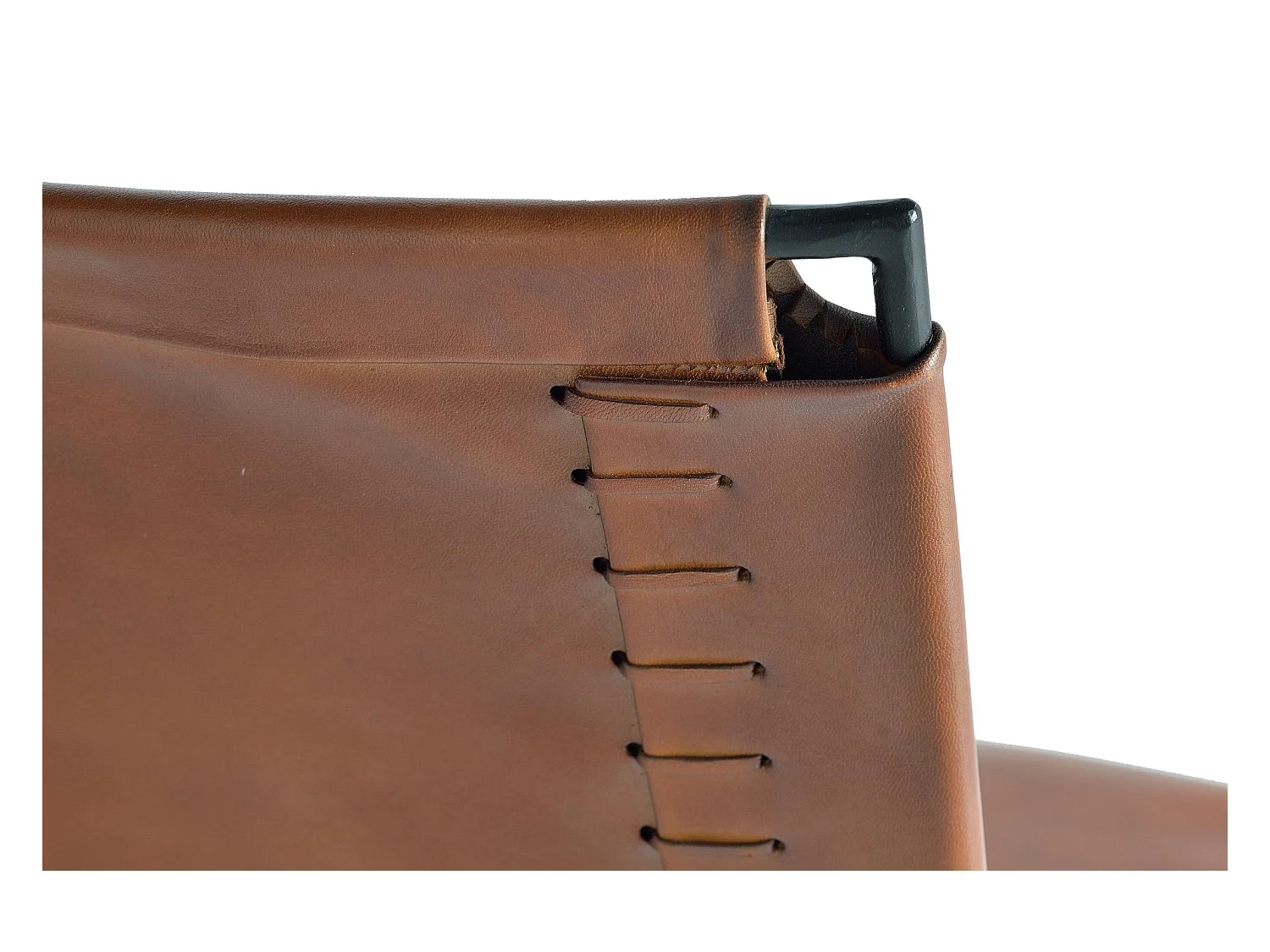 Set mit 2 Stühlen aus braunem Leder und Metall