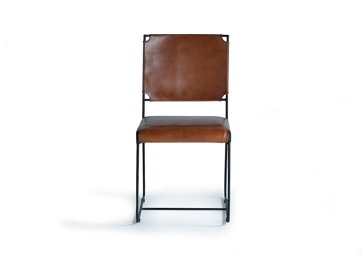 Lot de 2 chaises en cuir marron et métal