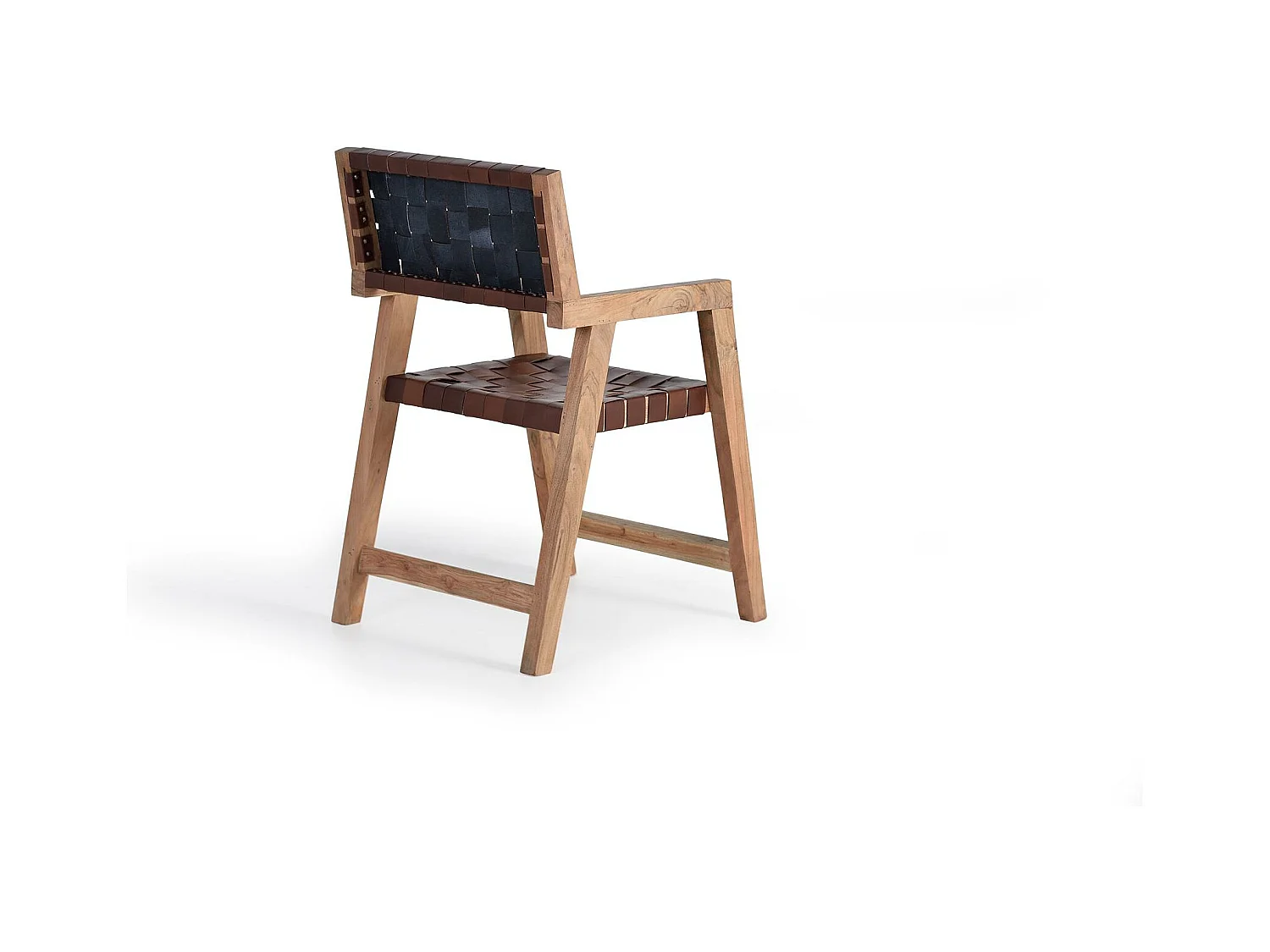 Chaise en cuir naturel et bois de manguier