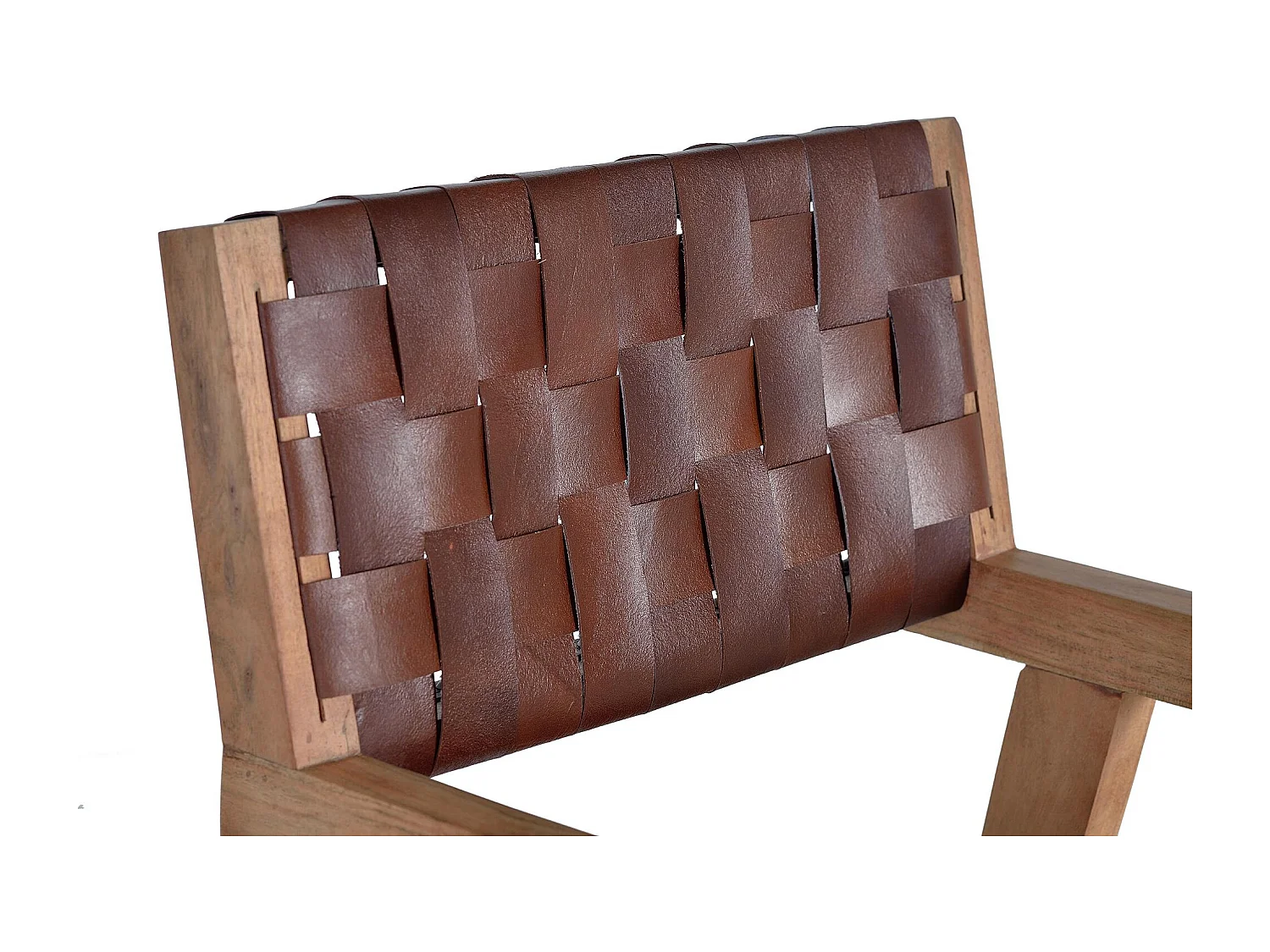 Chaise en cuir naturel et bois de manguier