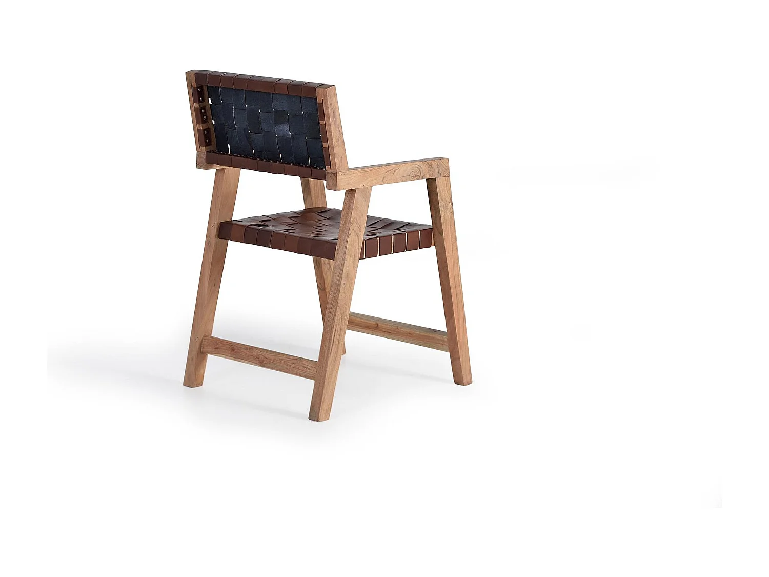 Chaise en cuir naturel et bois de manguier