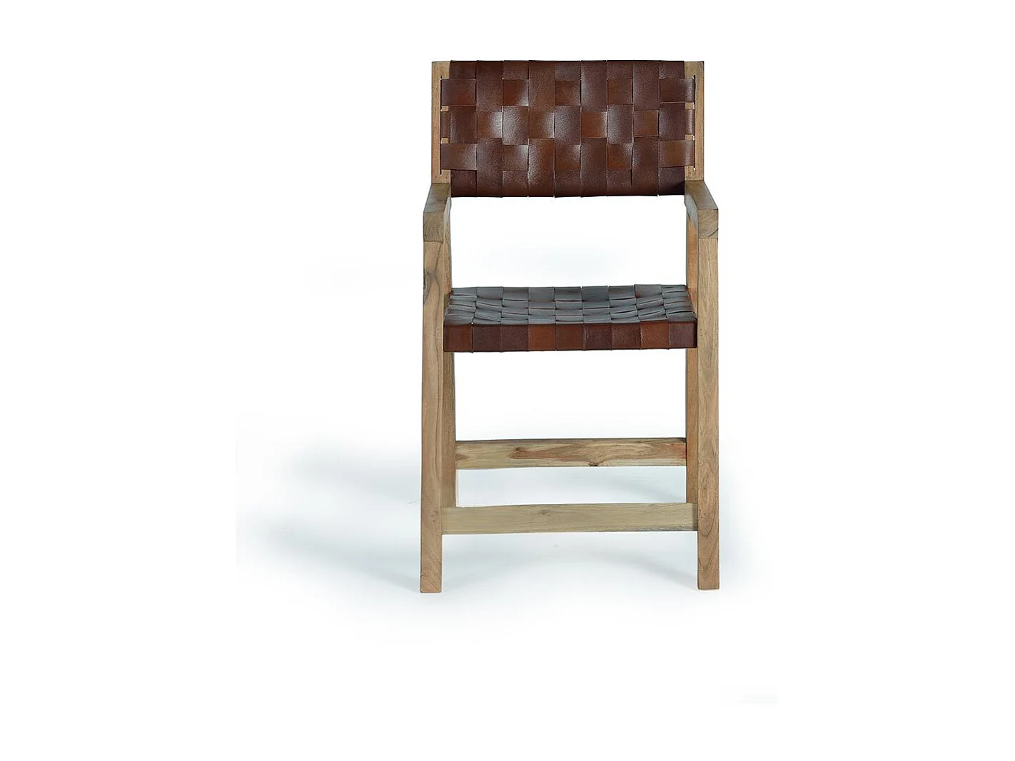 Stuhl aus Naturleder und Mangoholz