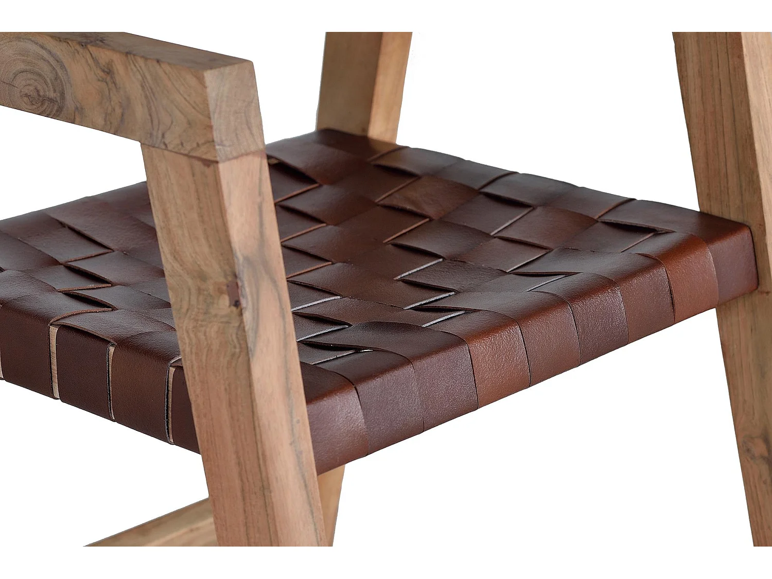 Stuhl aus Naturleder und Mangoholz