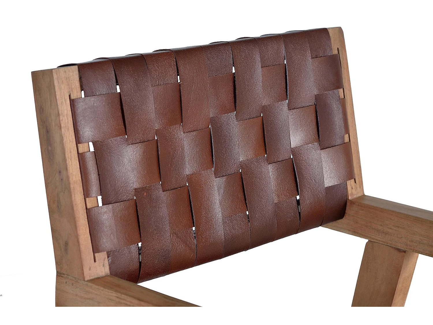Sedia in pelle naturale e legno di mango