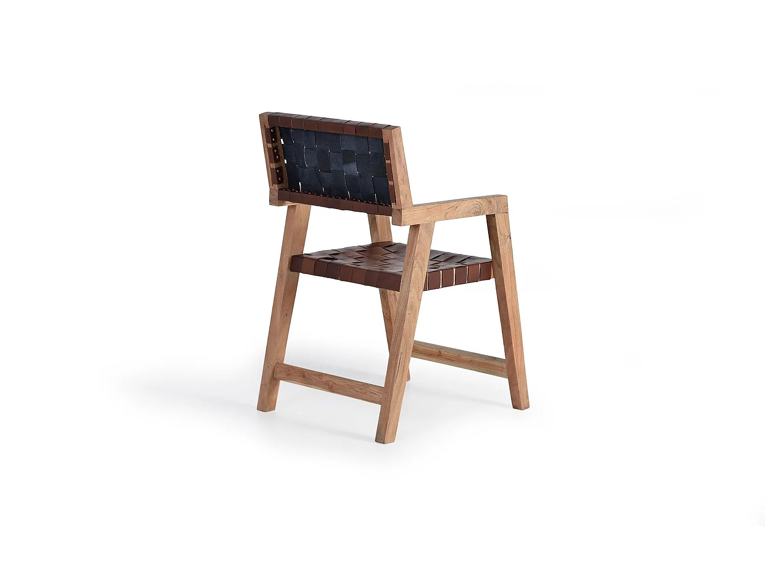 Sedia in pelle naturale e legno di mango