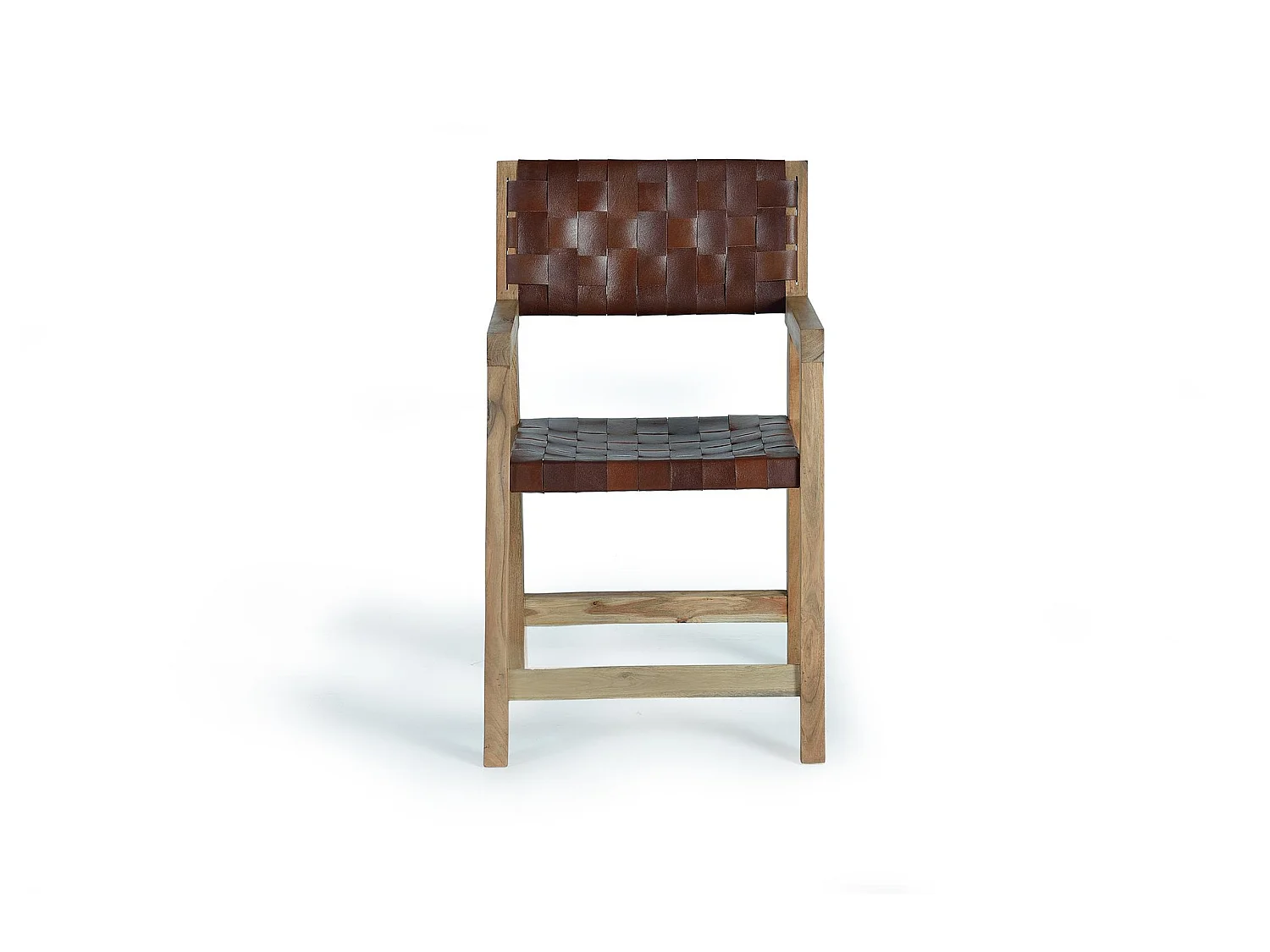 Fauteuil en bois d'acacia 53 cm, style rustique vintage - 90 x 53 x 62 cm