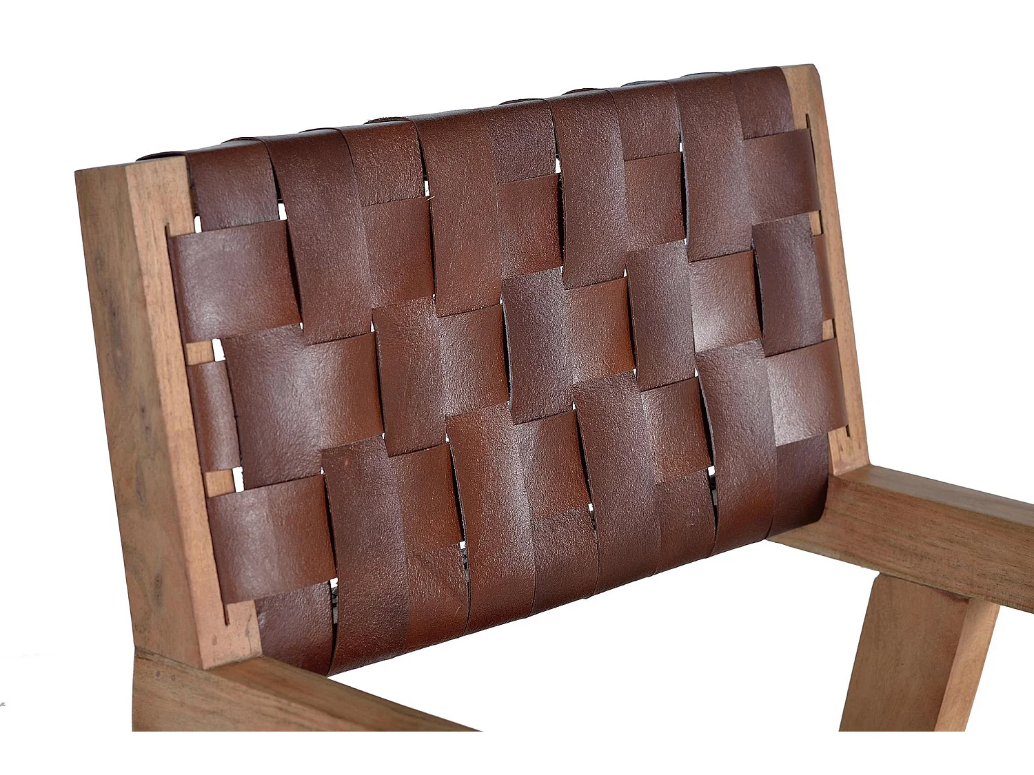 Fauteuil en bois d'acacia 53 cm, style rustique vintage - 90 x 53 x 62 cm