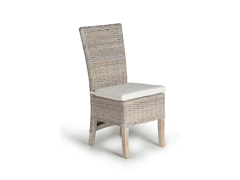 Chaise en rotin naturel 47 cm, style méditerranéen - 100 x 47 x 58 cm