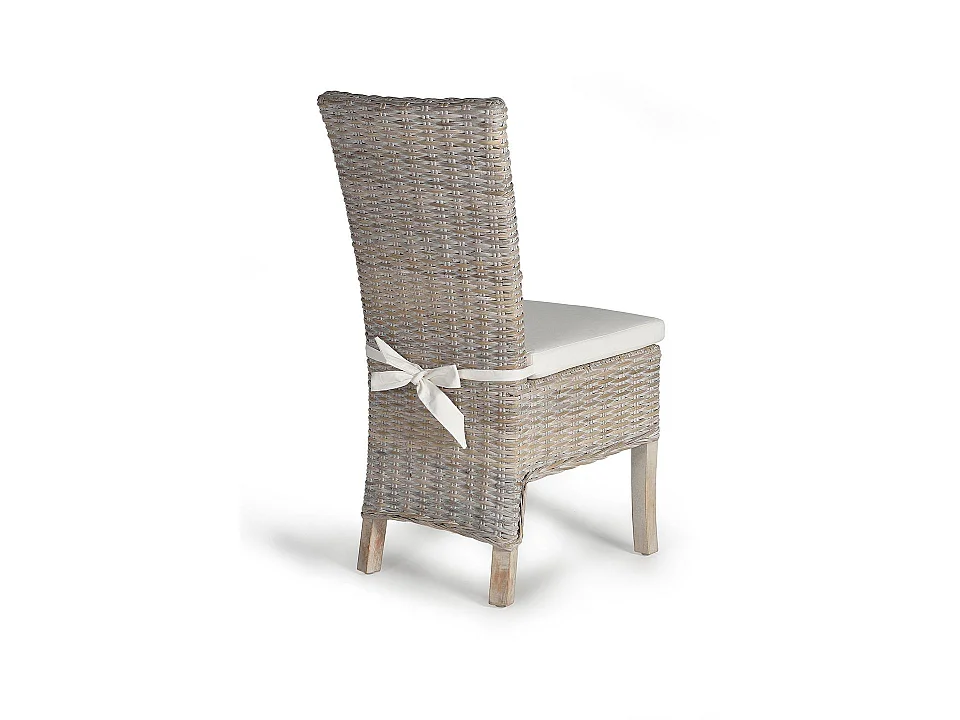 Chaise en rotin naturel 47 cm, style méditerranéen - 100 x 47 x 58 cm