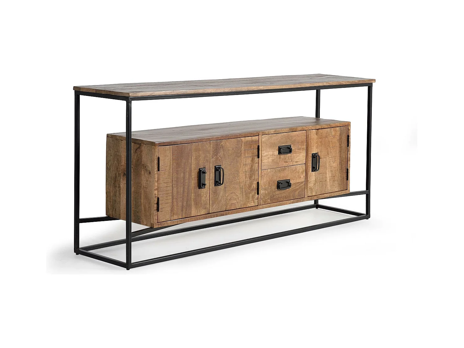 Braunes Sideboard aus Mangoholz, Giner und Colomer, 80 x 40 x 180