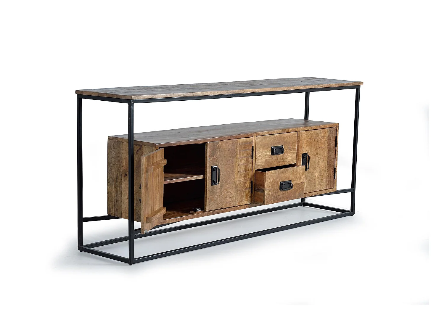 Braunes Sideboard aus Mangoholz, Giner und Colomer, 80 x 40 x 180