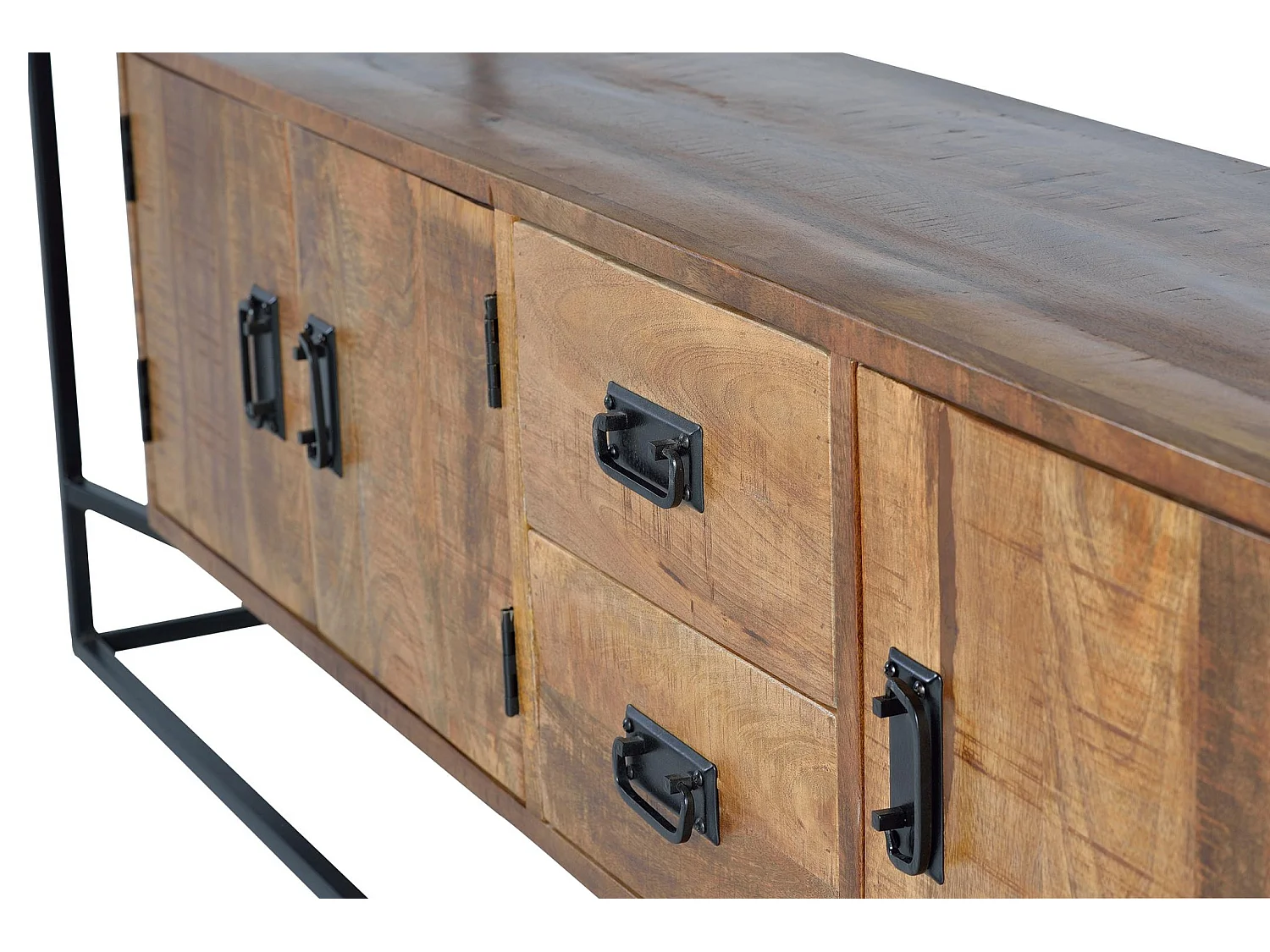 Buffet en bois de manguier, style industriel - 80 x 180 x 40